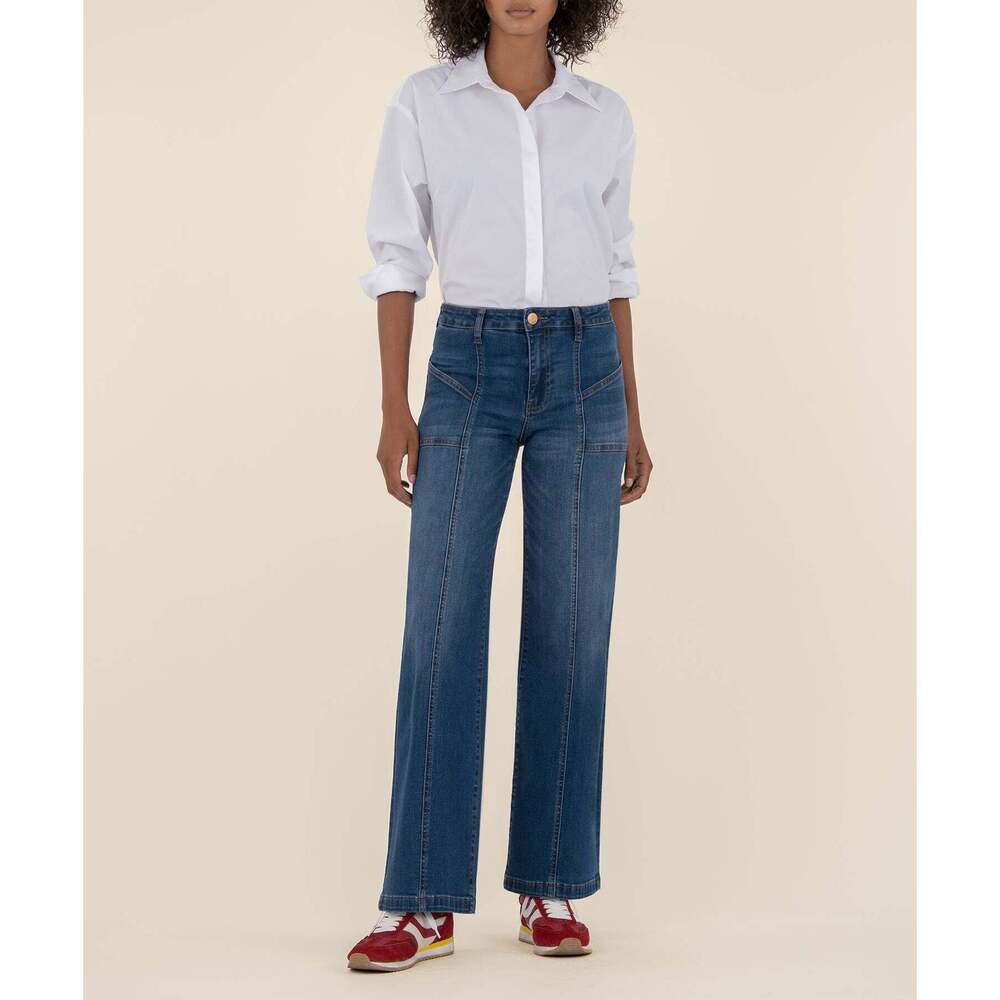 Kut from the Kloth Jean High Rise Wide Straight Leg Size 44 / Align W/Dk Base Wa